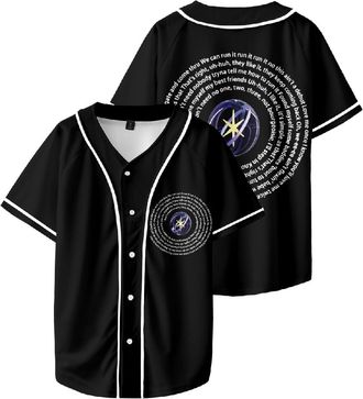 Generic KATSEYE 2025 Beautiful Chaos Tour Merch T-Shirt - Unisex Short Sleeve Baseball Jacket Style Fan Support Concert Apparel Top (Black,XXL)