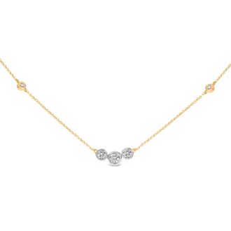 House of Brilliance 10K Yellow Gold Plated Sterling Silver 1.0 Cttw Lab Grown Diamond Bezel Station Necklace
