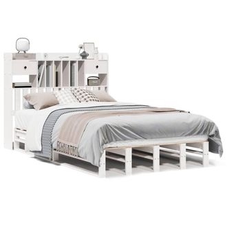 Berkfield Home Bookcase Bed without Mattress White 135x190 cm Double Solid Wood Pine