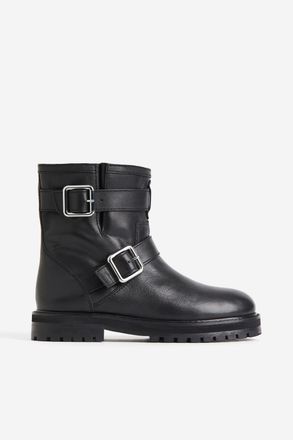 H&M Bikerboots aus Leder - Schwarz