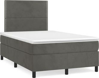vidaXL Vidaxl - Cama Box Spring Colch&oacute;n Y Led Terciopelo Gris Oscuro 120x190 Cm