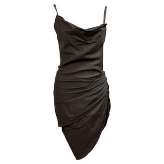 Jacquemus La Montagne Backless Draped Mini Dress in Brown Viscose
