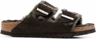 Birkenstock Shearling Comfort Sandalen - Heren - Sandalen - Bruin - 41 EU - Su&egrave;de - Schoenen