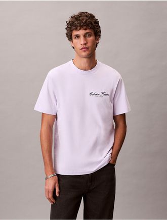 Calvin Klein Jeans Calvin Klein Mens Small Script Logo Graphic Classic T-Shirt - Purple - XL