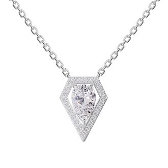 Diamond2Deal 14k White Gold 1.50 Carat Pear Shape Lab Grown Diamond Pendant Necklace 18