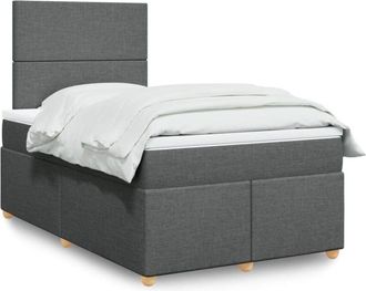 vidaXL Cama Box Spring Con Colch&oacute;n Tela Gris Oscuro 120x190 Cm Vidaxl