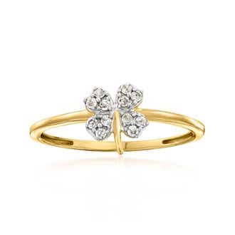 RS Pure by Ross-Simons Diamond 4-Leaf Clover Ring in 18kt Gold Over Sterling