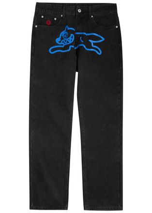 Ice Cream Ice Cream Running Dog Printed Straight-leg Jeans - Black - 36 (W36 / XL)