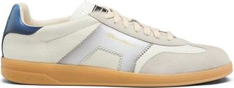 Santoni Low-Profile Leather Sneakers With Suede Reinforcements