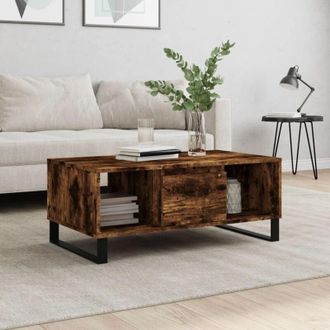 vidaXL Coffee Table Smoked Oak 90x50x36.5 cm Engineered Wood Vidaxl