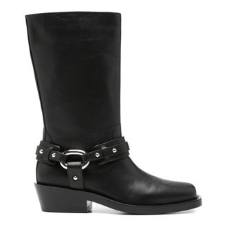 Paco Rabanne Botas de tobillo con hebilla de cuero - Shoes - Mujer - Negro - 40 EU