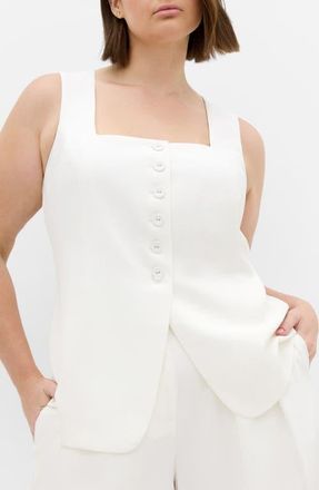City Chic Abbie Vest in Ivory at Nordstrom, Size Xxl