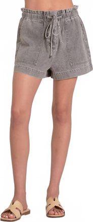Elan Drawstring Jean Shorts In Gray