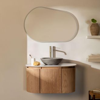 Sklum Conjunto De Mueble De Ba&ntilde;o Suspendido 90x50 Cm En Madera Carsone Sklum