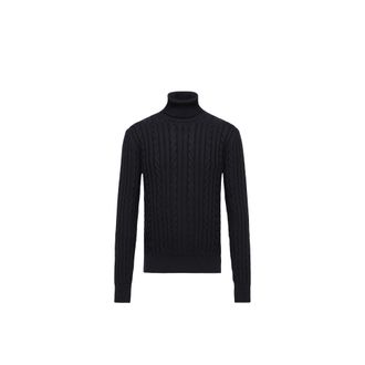 Moncler Moncler Leather Logo Wool Sweater, Men, Blue, Size: 3xl