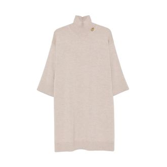 Fabiana Filippi Kleedjes, Dames, Beige, S, Wol, Woljurk met Applicatie