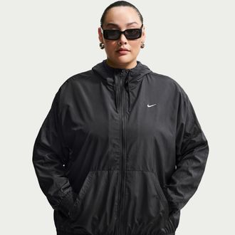 Nike Womens Nike Sportswear Classic Wovens Loose UV Hooded Jacket (Plus Size) in Black | FV6300-010
