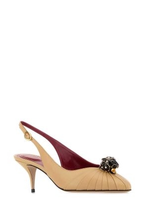 Valentino Garavani Womens Beige Leather Panthea Pumps Deserto Scarpe Con Tacco