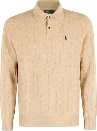 Polo Ralph Lauren Tops, Heren, Beige, L, Wol, Cable-Knit Wool-Cashmere Jumper
