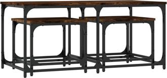 vidaXL Vidaxl - Mesas de centro apilables 3 pzas madera ingeniería roble humo