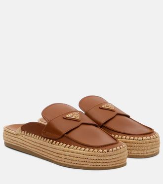 シューズ・サンダルその他 Prada White Leather Espadrilles PRADA Leather Platform Espadrilles Peep Toe Shoes 1X3341