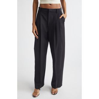 Alexander Wang Stretch Wool Blend Tailored Pants in Black at Nordstrom, Size 10