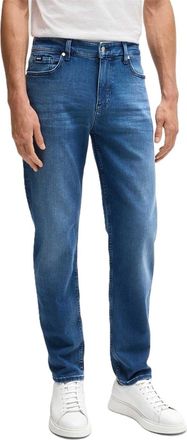 HUGO BOSS Mens Mid Rise Slim Fit Five Pocket Jeans in Medium Blue - Size 34W/32L