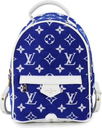 Louis Vuitton Blue White Leather Velvet Backpack (Pre-Owned)