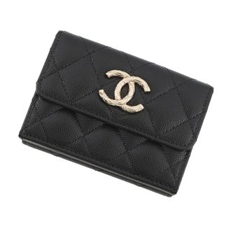 Chanel Matelasse Black Grained Calfskin Wallet (Tri-Fold) (Pre-Owned)