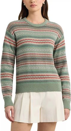Ralph Lauren Fair Isle Cotton Blend Sweater In Green