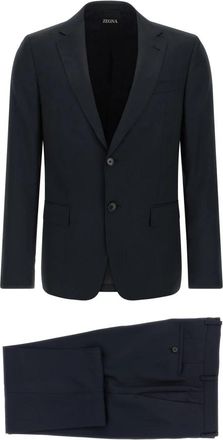 Ermenegildo Zegna Pinstriped Dress - Heren - Business pakken - Blauw - 2XL - Wol - Kostuums