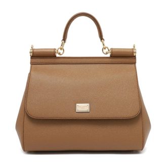 Dolce & Gabbana Handbags, female, Brown, Size: ONE SIZE Large Sicily Handbag