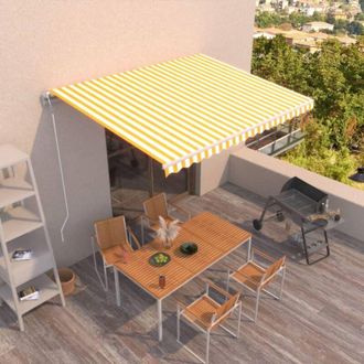 vidaXL Toldo Retr&aacute;ctil Autom&aacute;tico Amarillo Y Blanco 450x300 Cm Vidaxl