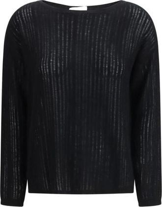 Allude Trui met ronde hals - Dames - Cashmere truien - Zwart - M - Kasjmier - Truien & Vesten