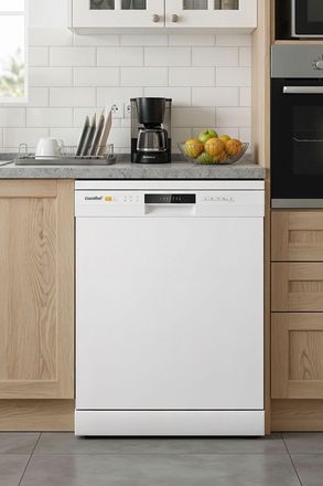Living and Home 60cm Freestanding Large Self-Clean Dishwasher with 12 Place Settings & 6 Washing Programs in White