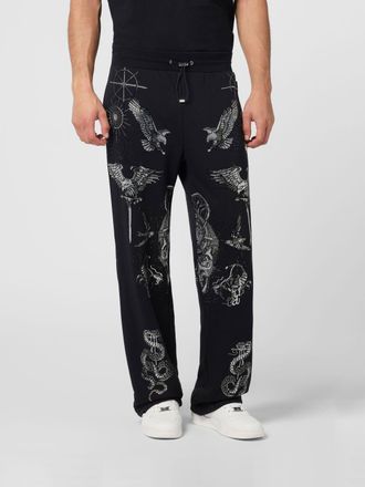 Philipp Plein Pantaloni jogging slim fit in misto cotone con stampa grafica