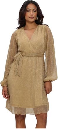 Freebird by Steven Dalena LS Dress - Dames - Wikkelkleedje - Geel - XL - Polyester - Kleedjes