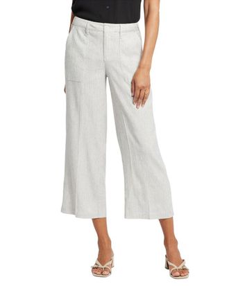 NYDJ Linen-Blend Cargo Slubby Stripe Crop Jean