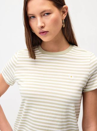Twik Womens Small embroidery striped T-shirt Relaxed fit