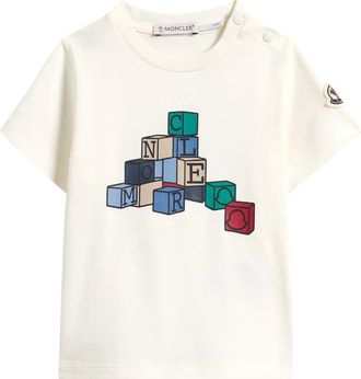 Moncler Kids Logo Patch Graphic T-Shirt in White at Nordstrom, Size 6-9M