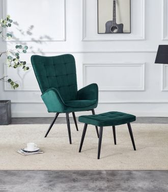 Kosy Koala Recliner sofa lounge chair with footstool green velvet sofa living room furniture