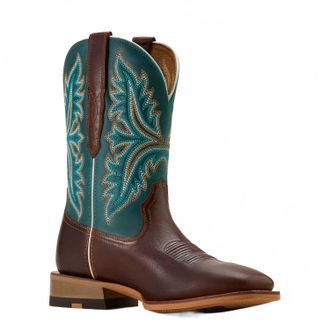 Ariat Mens Walker Leather Cowboy Boot In Espresso - Scuba Blue