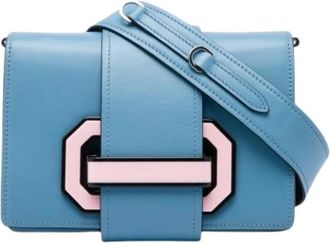Prada Pre-owned Plex Ribbon - Dames - Vintage Schoudertas - Blauw - ONE Size - Leer - Vintage