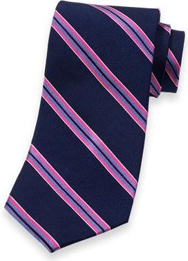 Paul Fredrick Patterned Woven Silk Tie in Navy/pink at Nordstrom