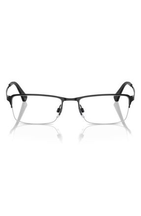 Emporio Armani 55mm Rectangle Optical Glasses in Shiny Black /Demo Lens at Nordstrom