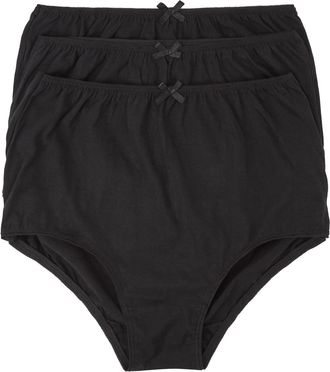Marlon Womens Veronica Black 100% Cotton Full Brief Pack Of 3, Black, 12-14