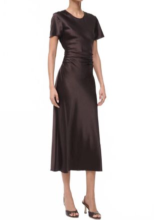 Staud Marcel Silk Midi Dress In Earth