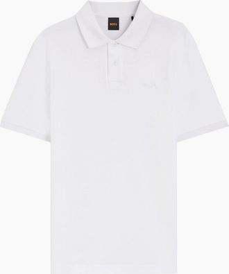 HUGO BOSS Mens Boss Phoenix Micro Honeycomb Piqu&eacute; Polo - White - Size: 42
