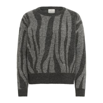 Kaffe KAlizza Ronde Hals Gebreide Pullover - Dames - Ronde hals truien - Grijs - L - Leer - Truien & Vesten