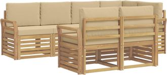 vidaXL Conjunto De Sof&aacute;s De Exterior 7 Uds. Y Beige Poli&eacute;ster Vidaxl